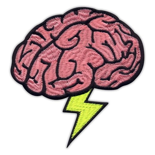 Brainstorm – Gehirn und Donner – wärmeaktivierter Klebstoff/Bügelrückseite – bestickter Abzeichen/Aufnäher von PATCHSIG