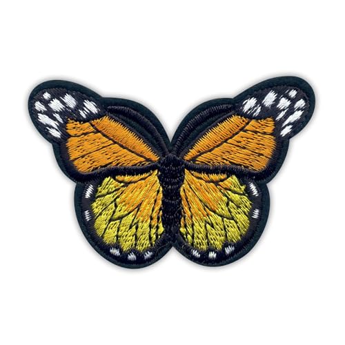 Butterfly Orange und Gelb Big – Wärmeaktivierter Klebstoff/Aufbügler – bestickter Abzeichen/Aufnäher von PATCHSIG