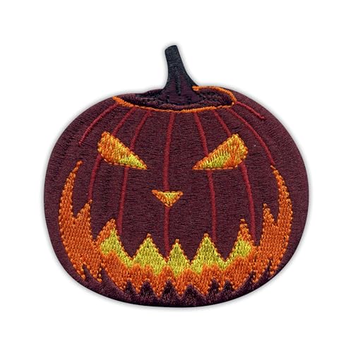 Creepy Pumpkin – wärmeaktivierter Klebstoff/Bügelrückseite – bestickter Abzeichen/Aufnäher von PATCHSIG