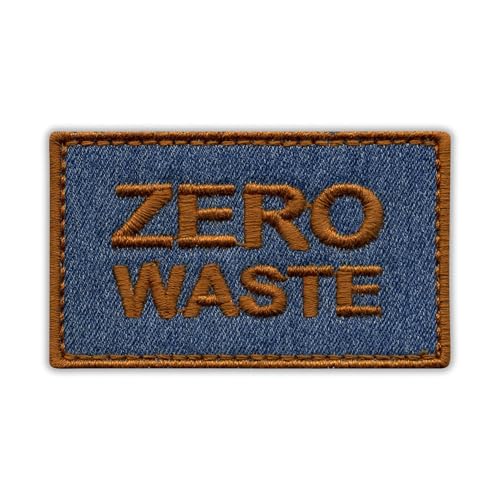 Denim Eco Patch Zero Waste – aus recycelten Jeans, braun – wärmeaktivierter Klebstoff/Bügelrückseite – bestickter Abzeichen/Aufnäher von PATCHSIG