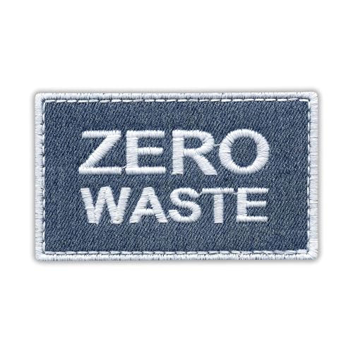 Denim Eco Patch Zero Waste – aus recycelten Jeans, weiß – wärmeaktivierter Klebstoff/Bügelrückseite – bestickter Abzeichen/Aufnäher von PATCHSIG