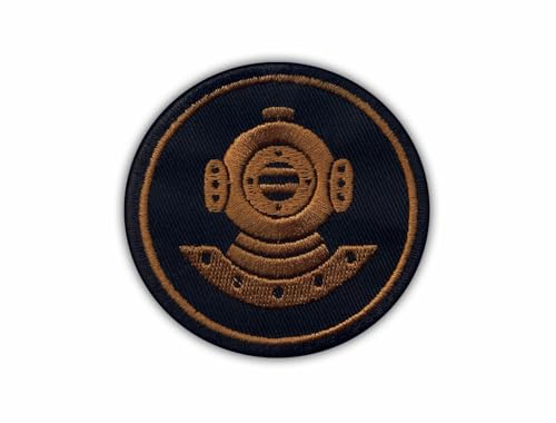 Diver – brauner Faden – wärmeaktivierter Klebstoff/Bügelrückseite – bestickter Abzeichen/Aufnäher von PATCHSIG