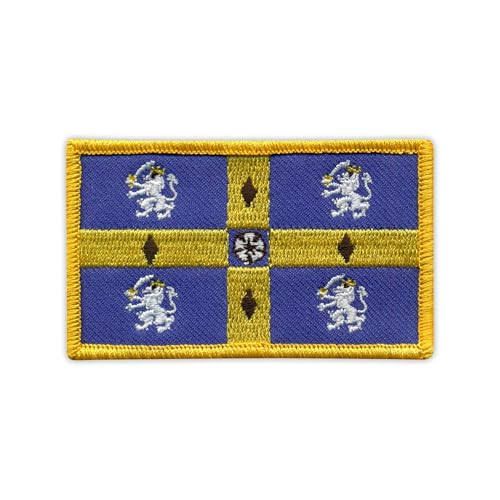 Durham County Council Flagge – verwendet bis 2013 – wärmeaktivierter Klebstoff/Bügelrückseite – bestickter Abzeichen/Aufnäher von PATCHSIG