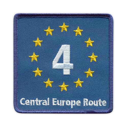 EuroVelo 4, EV4 – Mitteleuropa-Route – wärmeaktivierter Klebstoff/Aufbügler – bestickter Abzeichen/Aufnäher von PATCHSIG