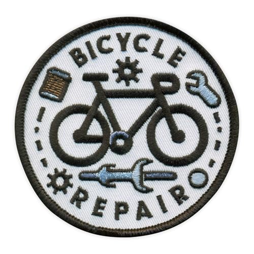 Fahrrad-Reparatur, weißer Hintergrund, wärmeaktivierter Klebstoff/Bügelrückseite, besticktes Abzeichen/Patch Fahrrad-Reparatur, weißer Hintergrund, wärmeaktivierter Klebstoff/Bügelrückseite, besticktes Abzeichen/Patch von PATCHSIG