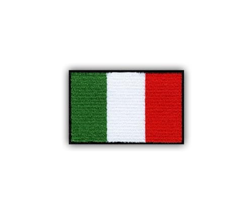 Flagge Italiens – klein (3,3 x 2,2 cm) – wärmeaktivierter Klebstoff/Bügelrückseite – bestickter Abzeichen/Aufnäher von PATCHSIG