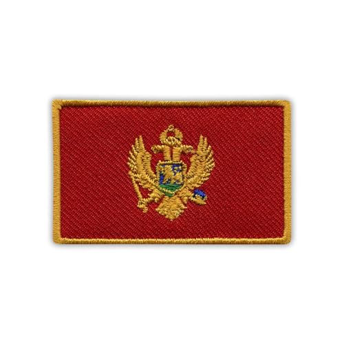 Flagge Montenegros, mittelgroß, 5,1 cm, wärmeaktivierter Klebstoff, Rückseite zum Aufbügeln, besticktes Abzeichen/Patch von PATCHSIG