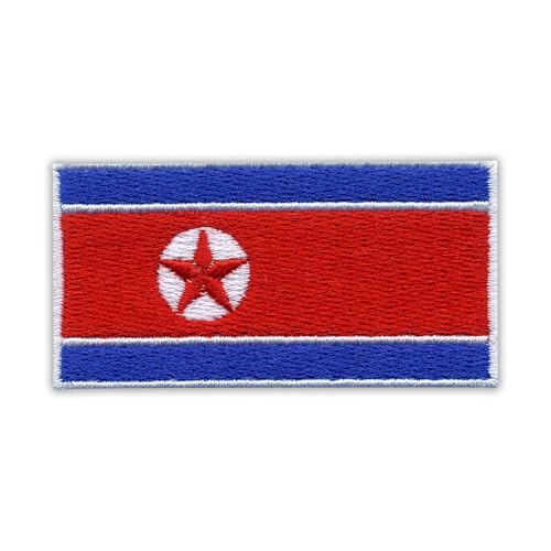 Flagge Nordkoreas – Wärmeaktivierter Klebstoff/Bügelrückseite – bestickter Abzeichen/Aufnäher von PATCHSIG