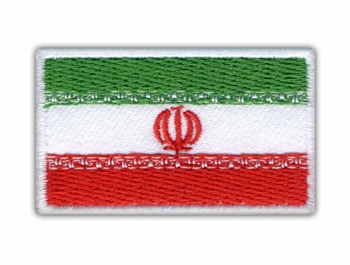 Flagge des Iran – Wärmeaktivierter Klebstoff/Bügelrückseite – bestickter Abzeichen/Aufnäher von PATCHSIG