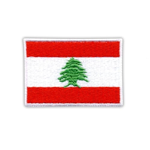 Flagge des Libanon – Wärmeaktivierter Klebstoff/Bügelrückseite – bestickter Abzeichen/Aufnäher von PATCHSIG