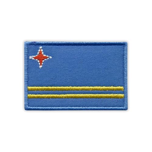 Flagge von Aruba, wärmeaktivierter Klebstoff, Rückseite zum Aufbügeln, besticktes Abzeichen/Patch von PATCHSIG