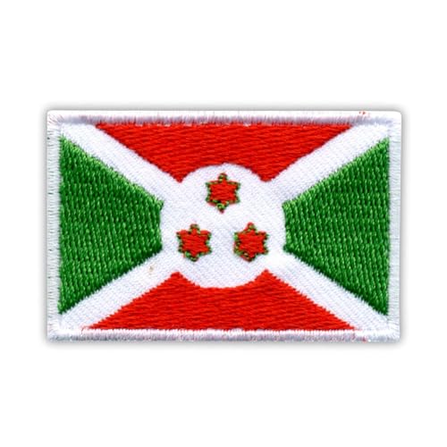 Flagge von Burundi, wärmeaktivierter Klebstoff, Rückseite zum Aufbügeln, besticktes Abzeichen/Patch von PATCHSIG