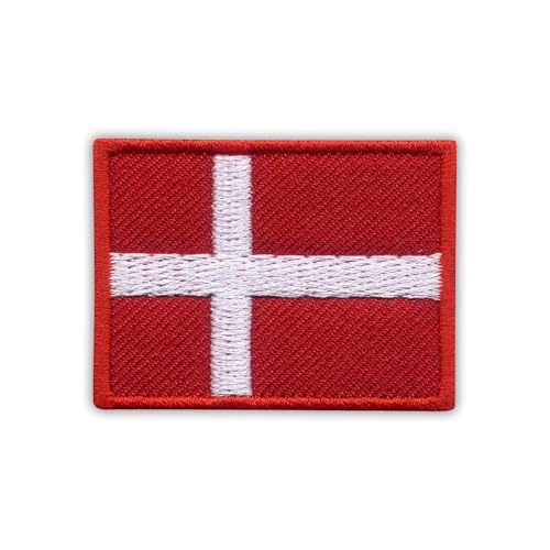 Flagge von Dänemark, wärmeaktivierter Klebstoff, Rückseite zum Aufbügeln, besticktes Abzeichen/Patch von PATCHSIG