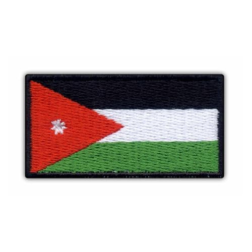 Flagge von Jordanien, wärmeaktivierter Klebstoff, Rückseite zum Aufbügeln, besticktes Abzeichen/Patch von PATCHSIG