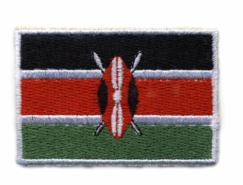 Flagge von Kenia, wärmeaktivierter Klebstoff, Rückseite zum Aufbügeln, besticktes Abzeichen/Patch von PATCHSIG