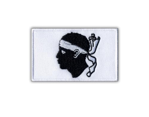 Flagge von Korsika, wärmeaktivierter Klebstoff, Rückseite zum Aufbügeln, besticktes Abzeichen/Patch von PATCHSIG