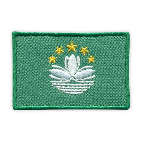 Flagge von Macau, wärmeaktivierter Klebstoff, Rückseite zum Aufbügeln, besticktes Abzeichen/Patch von PATCHSIG