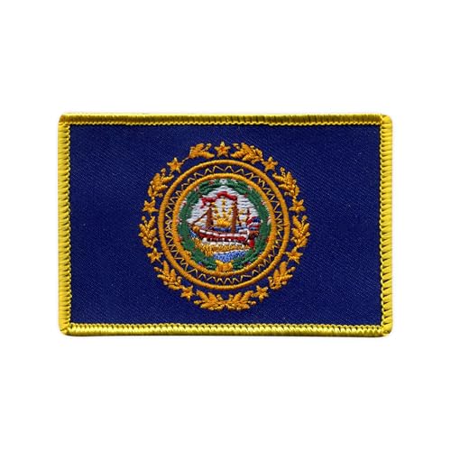 Flagge von New Hampshire – Wärmeaktivierter Klebstoff/Bügelrückseite – bestickter Abzeichen/Aufnäher von PATCHSIG