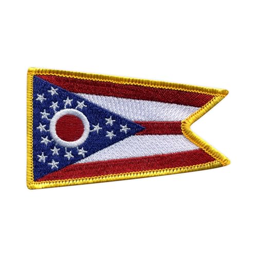 Flagge von Ohio – Wärmeaktivierter Klebstoff/Bügelrückseite – bestickter Abzeichen/Aufnäher von PATCHSIG