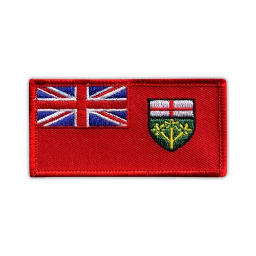 Flagge von Ontario – Wärmeaktivierter Klebstoff/Bügelrückseite – bestickter Abzeichen/Aufnäher von PATCHSIG