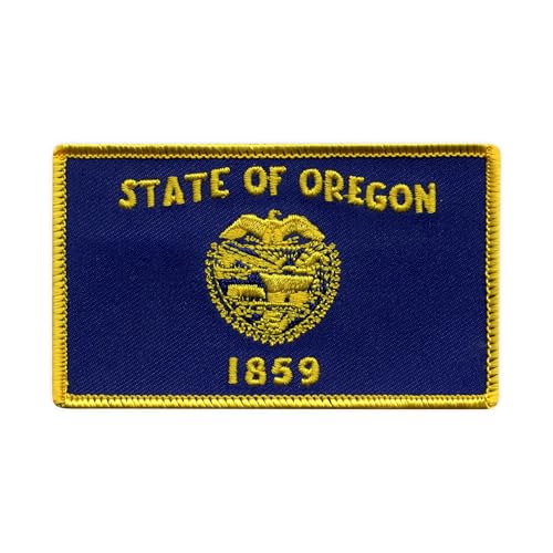 Flagge von Oregon, wärmeaktivierter Klebstoff, Rückseite zum Aufbügeln, besticktes Abzeichen/Patch Flagge von Oregon, wärmeaktivierter Klebstoff, Rückseite zum Aufbügeln, besticktes Abzeichen/Patch von PATCHSIG