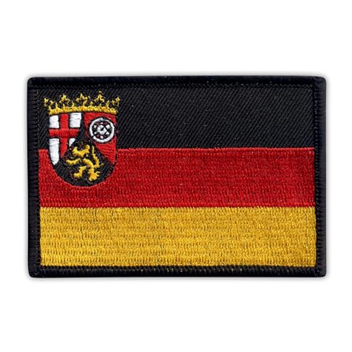 Flagge von Rheinland-Pfalz – Wärmeaktivierter Klebstoff/Bügelrückseite – bestickter Abzeichen/Aufnäher von PATCHSIG