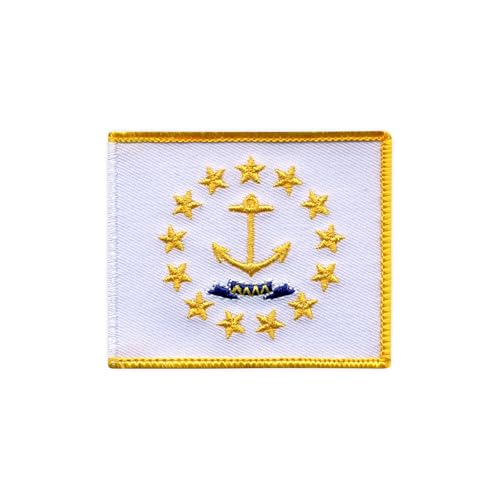 Flagge von Rhode Island, wärmeaktivierter Klebstoff, Rückseite zum Aufbügeln, besticktes Abzeichen/Patch von PATCHSIG
