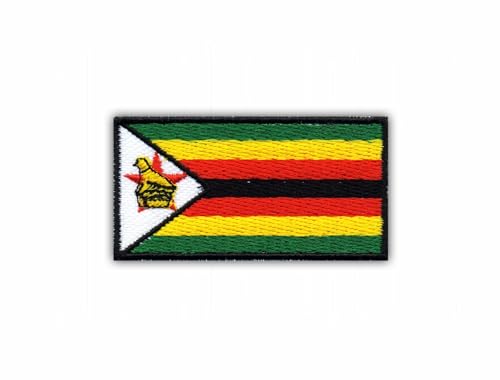 Flagge von Simbabwe, wärmeaktivierter Klebstoff, Rückseite zum Aufbügeln, besticktes Abzeichen/Patch von PATCHSIG