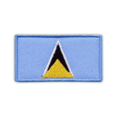 Flagge von St. Lucia – Wärmeaktivierter Klebstoff/Bügelrückseite – bestickter Abzeichen/Aufnäher von PATCHSIG