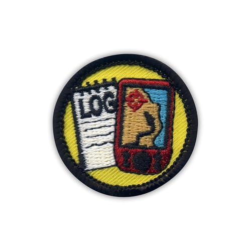 Geocaching Log und GPS Merit – rund 3,8 cm – wärmeaktivierter Klebstoff/Bügelrückseite – besticktes Abzeichen/Patch von PATCHSIG