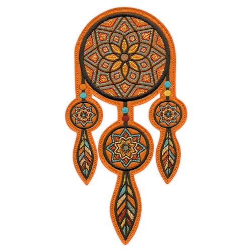 Großer Traumfänger – Orange Deluxe – zum Aufnähen/Aufnähen – besticktes Abzeichen/Patch Großer Traumfänger – Orange Deluxe – zum Aufnähen/Aufnähen – besticktes Abzeichen/Patch von PATCHSIG