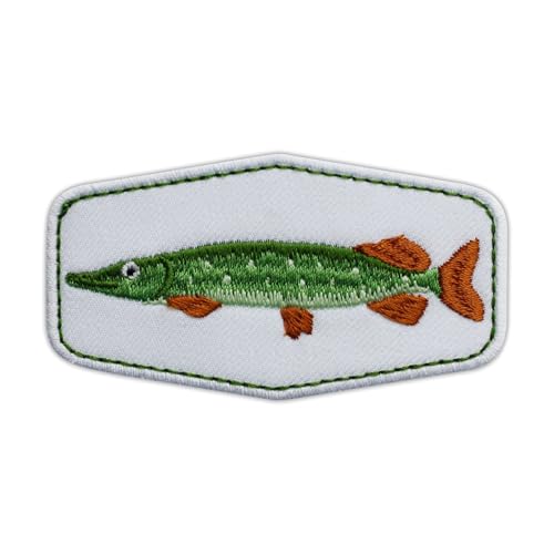 Hechtfisch – Aufnäher für Hechtjäger – wärmeaktivierter Kleber / Bügelrückseite – bestickter Abzeichen/Aufnäher von PATCHSIG