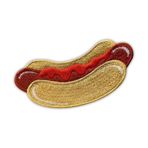 Hot-Dog mit Ketchup – zum Aufnähen/Aufnähen – bestickter Abzeichen/Patch von PATCHSIG