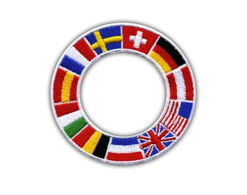 International Schild mit Flaggen, wärmeaktivierter Klebstoff, Rückseite zum Aufbügeln, besticktes Abzeichen/Patch International Schild mit Flaggen, wärmeaktivierter Klebstoff, Rückseite zum Aufbügeln, besticktes Abzeichen/Patch von PATCHSIG