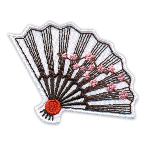 Japanischer Fächer mit Kirschblüte, wärmeaktivierter Klebstoff, Rückseite zum Aufbügeln, besticktes Abzeichen/Patch Japanischer Fächer mit Kirschblüte, wärmeaktivierter Klebstoff, Rückseite zum Aufbügeln, besticktes Abzeichen/Patch von PATCHSIG