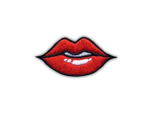 Lippen – rot – wärmeaktivierter Klebstoff/Bügelrückseite – bestickter Abzeichen/Aufnäher von PATCHSIG