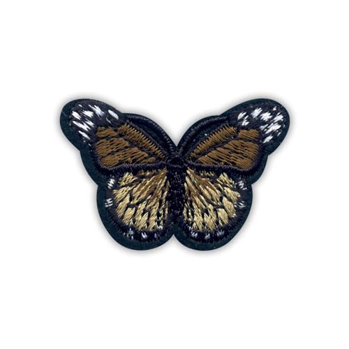 Little Brown Butterfly – Wärmeaktivierter Klebstoff/Bügelrückseite – bestickter Abzeichen/Aufnäher von PATCHSIG