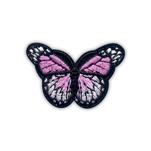 Little Pink Butterfly – Wärmeaktivierter Klebstoff/Bügelrückseite – bestickter Abzeichen/Aufnäher von PATCHSIG