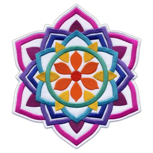 Mandala – weißer großer 20,3 cm – Rückenaufnäher – aufnähbar/aufnähen – besticktes Abzeichen/Patch Mandala – weißer großer 20,3 cm – Rückenaufnäher – aufnähbar/aufnähen – besticktes Abzeichen/Patch von PATCHSIG