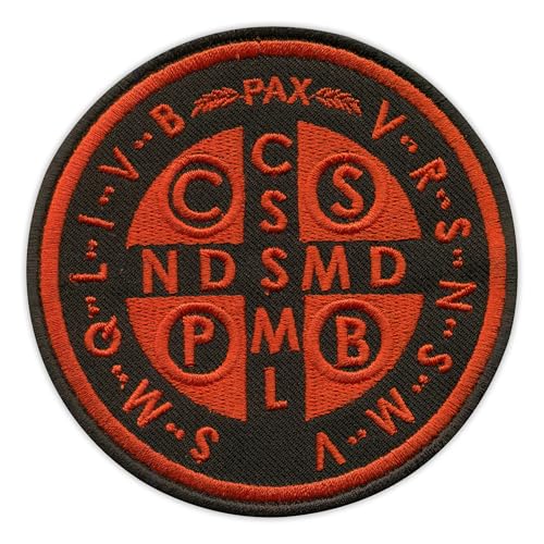 Medaille des Heiligen Benedikt – Rückseite – Schwarz und Rot Version – zum Aufnähen/Aufnähen – besticktes Abzeichen/Patch Medaille des Heiligen Benedikt – Rückseite – Schwarz und Rot Version – zum Aufnähen/Aufnähen – besticktes Abzeichen/Patch von PATCHSIG