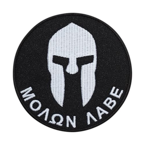 Molon Labe – Spartaner-Helm, einfarbig, wärmeaktivierter Klebstoff/Bügelrückseite – bestickter Abzeichen/Aufnäher von PATCHSIG