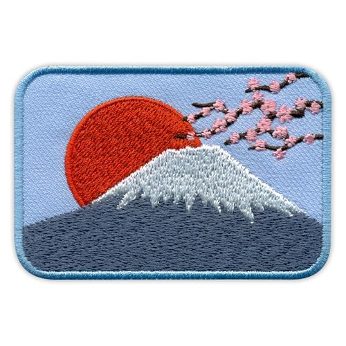 Mount Fuji – Vulkan in Japan – wärmeaktivierter Klebstoff/Bügelrückseite – bestickter Abzeichen/Aufnäher von PATCHSIG