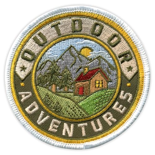 Outdoor Adventures – 8 cm weißer Rand – zum Aufnähen/Aufnähen – besticktes Abzeichen/Patch von PATCHSIG