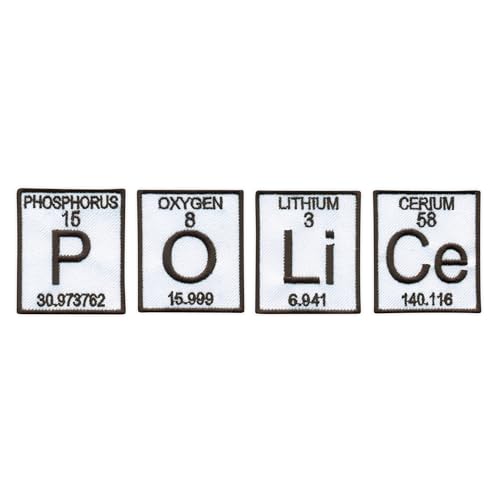 P (Phosphor) O (Oxygen) Li (Lithium) Ce (Cerium) - Police - Elements - ein Set von 4 Patches - zum Aufnähen / Aufnähen - Besticktes Abzeichen / Patch von PATCHSIG