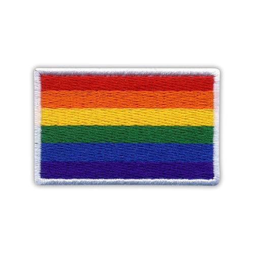Regenbogen-LGBT-Pride-Flagge, wärmeaktivierter Klebstoff, Rückseite zum Aufbügeln, besticktes Abzeichen/Patch von PATCHSIG