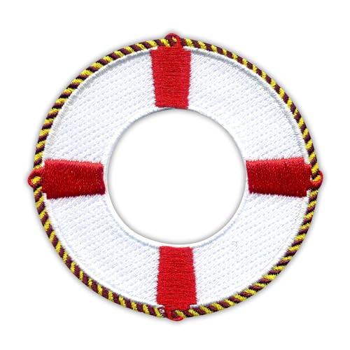 Rettungs-Rad mit Rettungsring, wärmeaktivierter Klebstoff, Rückseite zum Aufbügeln, besticktes Abzeichen/Patch von PATCHSIG
