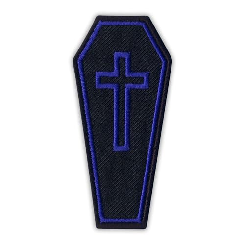 Sarg mit violettem Kreuz, wärmeaktivierter Klebstoff, Rückseite zum Aufbügeln, besticktes Abzeichen/Patch von PATCHSIG