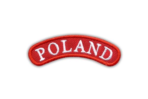 Schulter-Patch Polen – roter Rahmen – wärmeaktivierter Klebstoff/Bügelrückseite – bestickter Abzeichen/Aufnäher von PATCHSIG