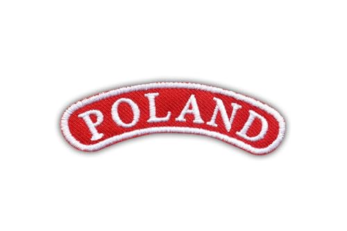 Schulter-Patch Polen – weißer Rahmen – wärmeaktivierter Klebstoff/Bügelrückseite – bestickter Abzeichen/Aufnäher von PATCHSIG