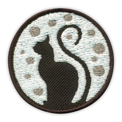 Schwarze Katze im Mondlicht – Phosphoreszierender Faden, leuchtet im Dunkeln, zum Aufnähen/Aufnähen, besticktes Abzeichen/Patch von PATCHSIG